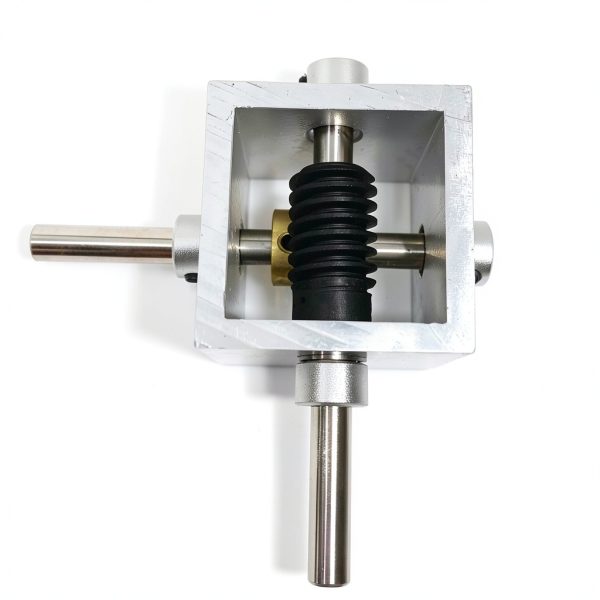 10:1 Right Angle Worm Gearbox 90° Angle Drive Steering Gear Device 20T Reduction Gearbox Simple Mechanical DIY Module with 8mm Shaft-1