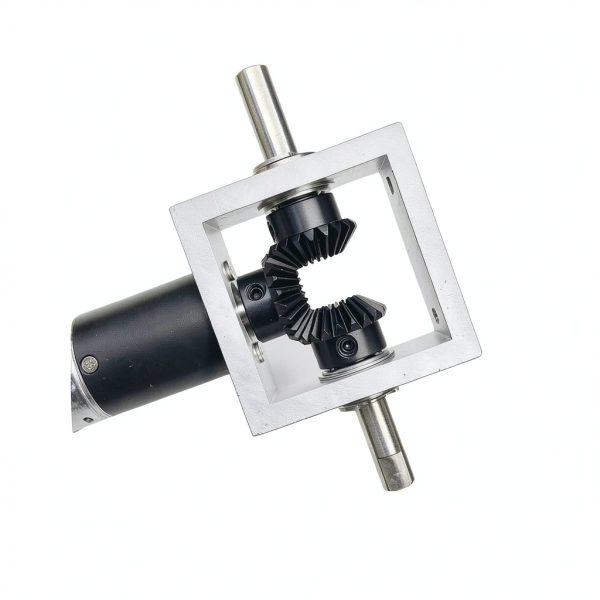 1:1 Right Angle Gearbox Kit with 2 Reverse Rotating Output Shafts, 24V DC Motor Drive 90 Degree Gearbox-3