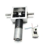 1:1 Right Angle Gearbox Kit with 2 Reverse Rotating Output Shafts, 24V DC Motor Drive 90 Degree Gearbox-0