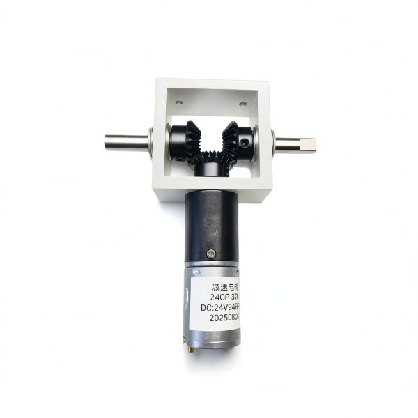 1:1 Right Angle Gearbox Kit with 2 Reverse Rotating Output Shafts, 24V DC Motor Drive 90 Degree Gearbox-2