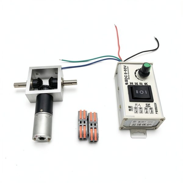 1:1 Right Angle Gearbox Kit with 2 Reverse Rotating Output Shafts, 24V DC Motor Drive 90 Degree Gearbox-5